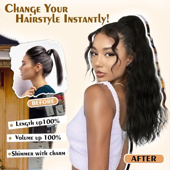 New Ponytail Extension 18″ Claw Wavy Curly Clip - Picture 3 of 6